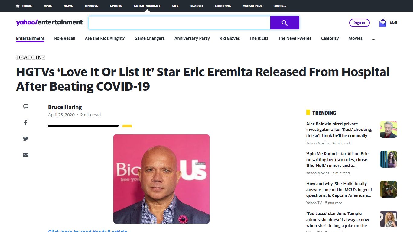 HGTVs ‘Love It Or List It’ Star Eric Eremita Released From ... - Yahoo!